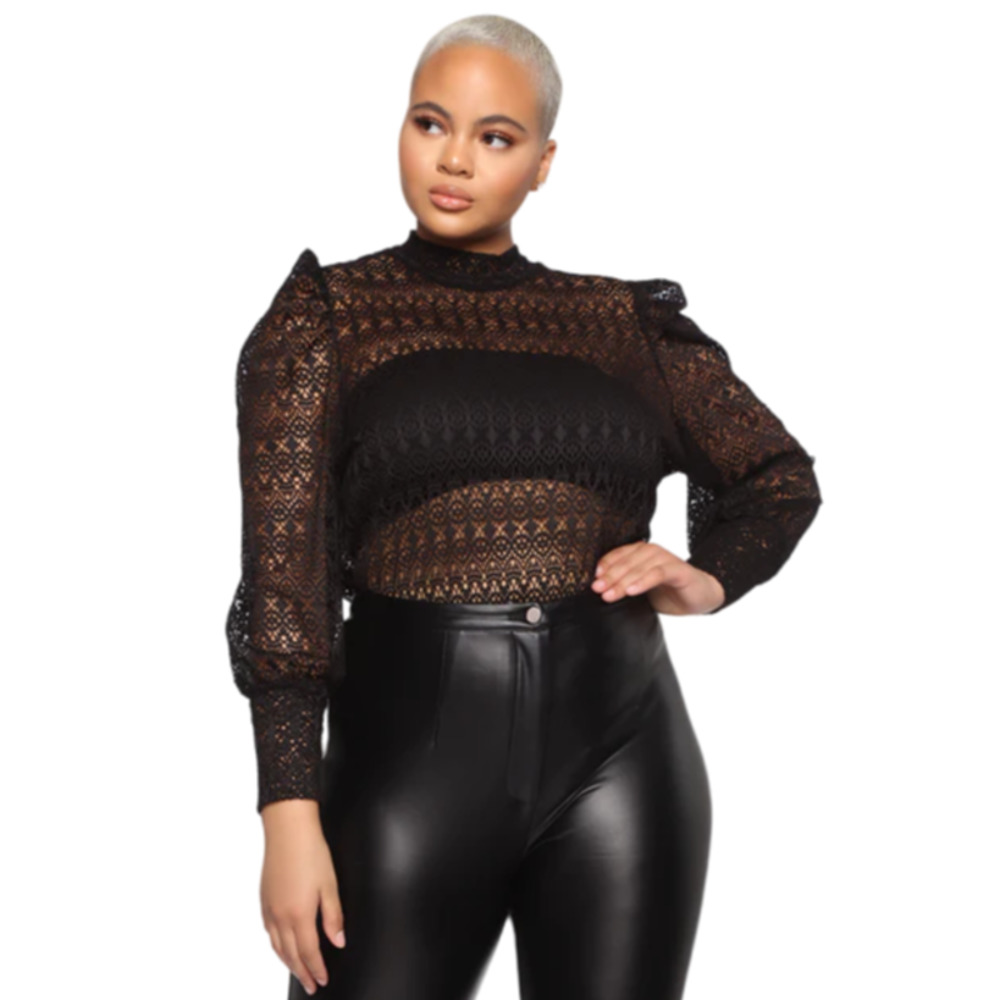 FashionNova Tea Time Somewhere Lace Top - Black Size 2X